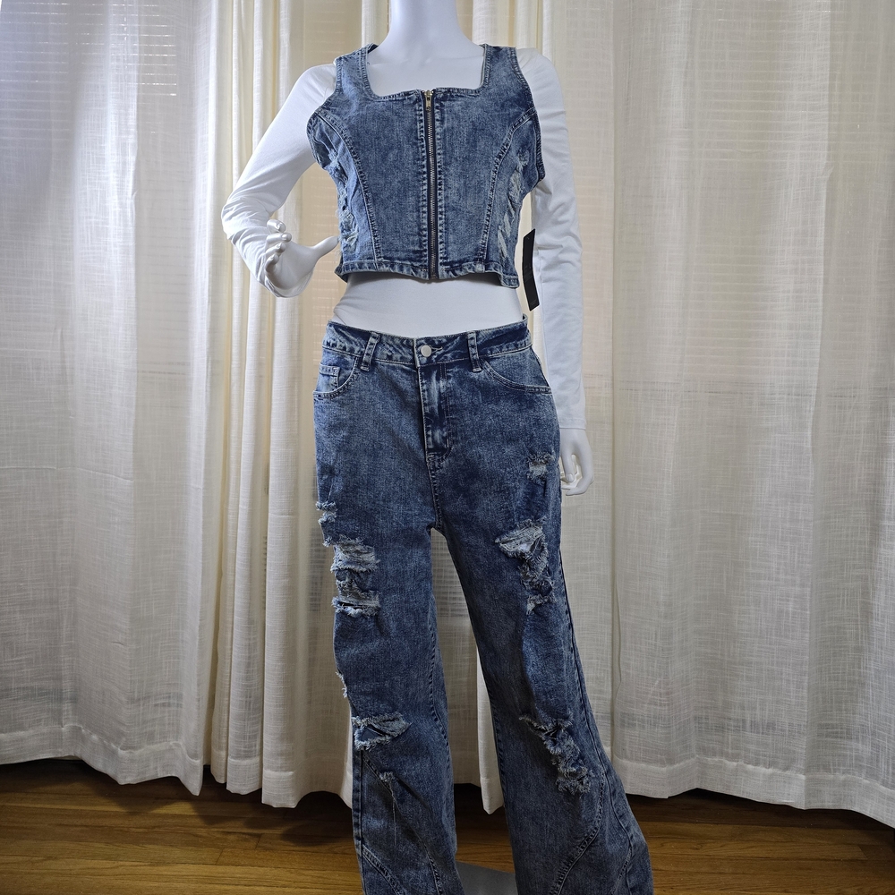 Stylish Blue Denim Women's Jeans Set